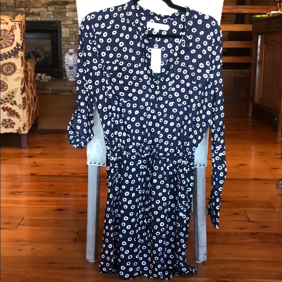 LOFT Dresses & Skirts - LOFT NWT Navy/White Adjustable Sleeve Dress Size S